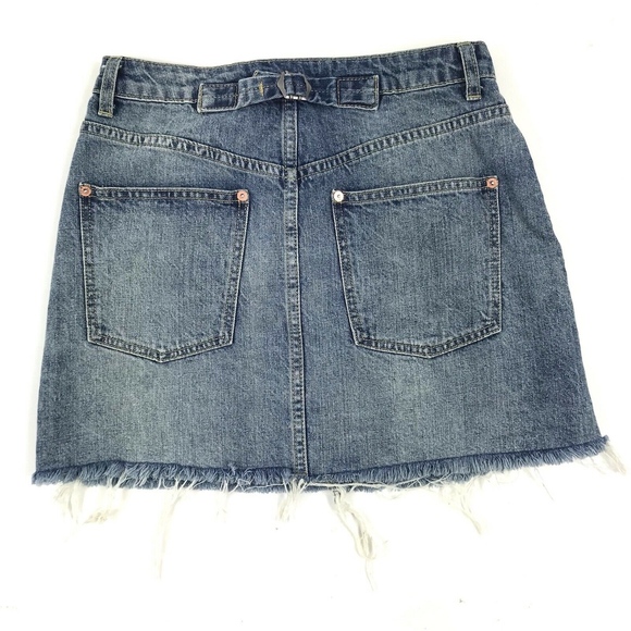 Free People Rugged A-Line Denim Skirt 26 - Picture 4 of 7